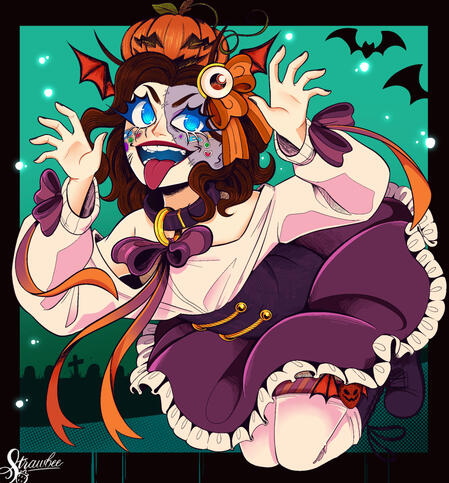 Strawbee Halloween render w/lineart